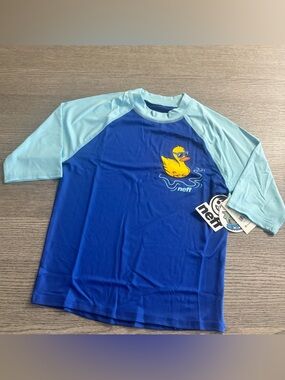 Neff Boys RASHGUARD UPF 50+ Sun Shirt Boys Size L (10-12) Navy/turquoise